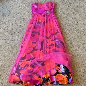 Vibrant Pink and Orange Y2K formal Dress